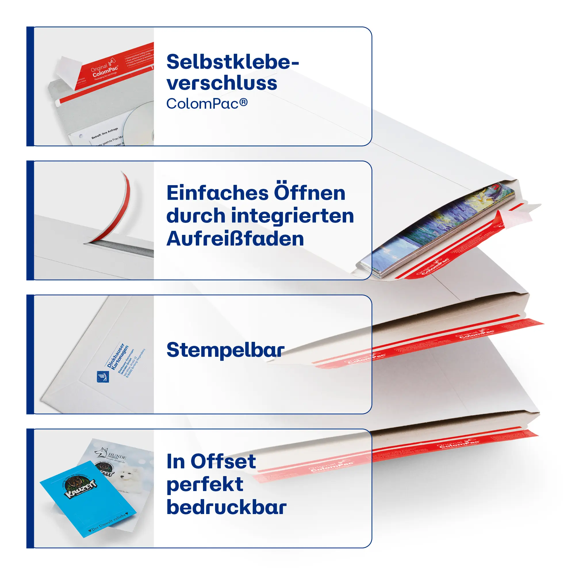 Versandtasche aus Vollpappe weiß 245x345x-30 mm