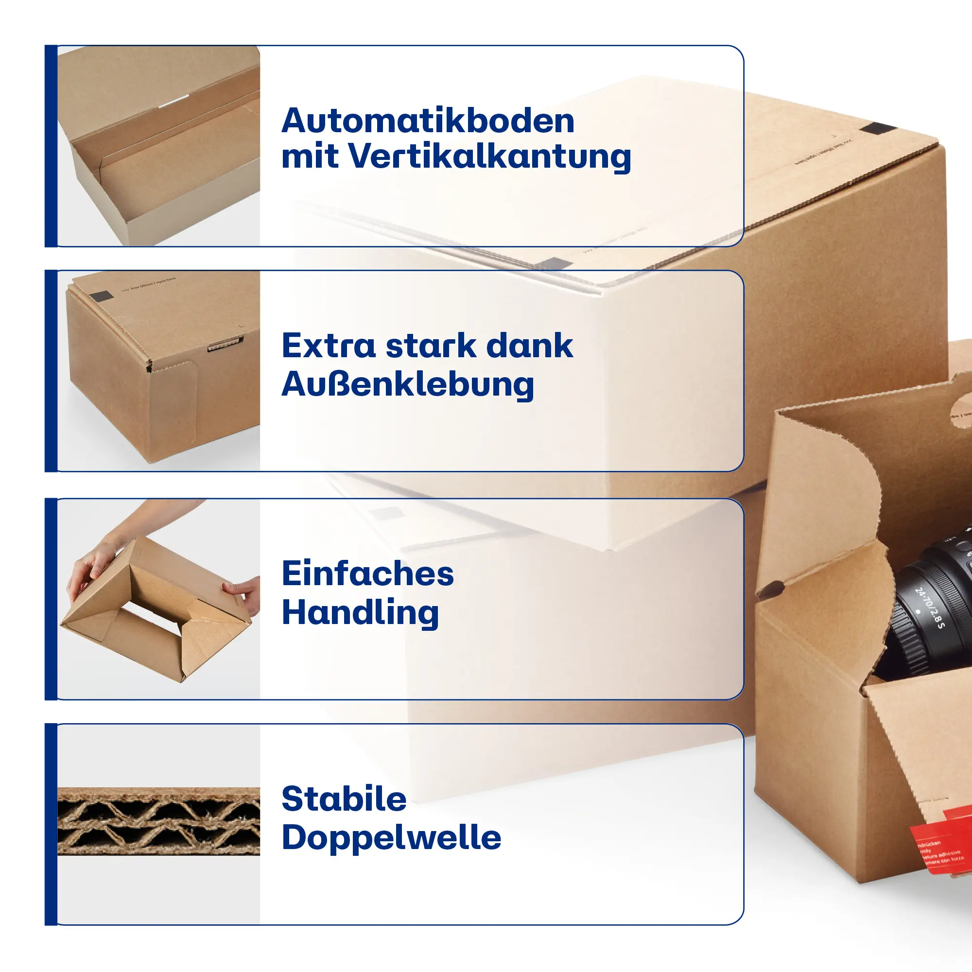 Automatikboden-Karton Doppelwelle 215x115x100 mm